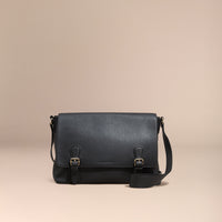 BLACK Sac Messenger en cuir grené