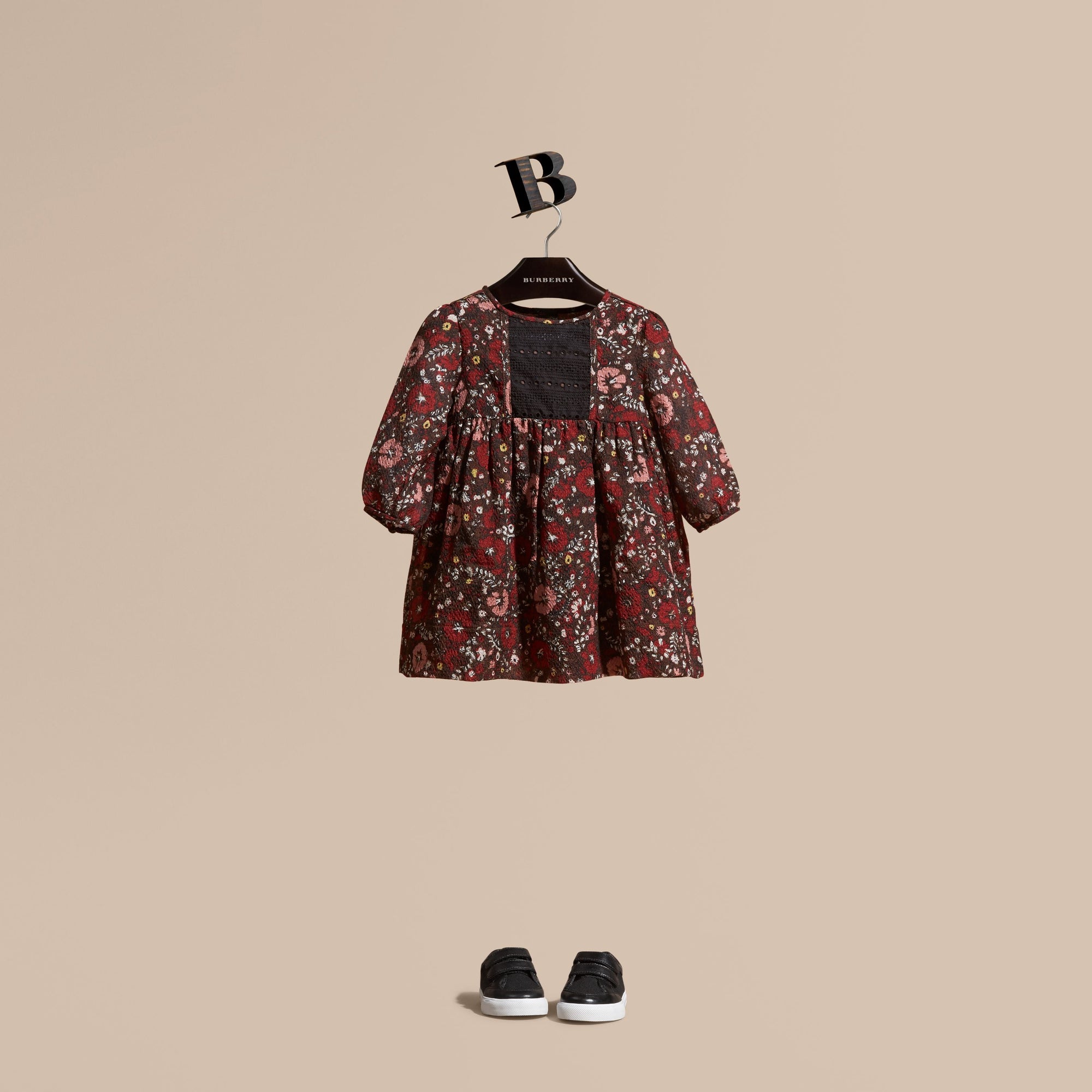 CARMINE RED Robe en soie à imprimé floral