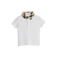 WHITE Polo en coton avec col à motif check
