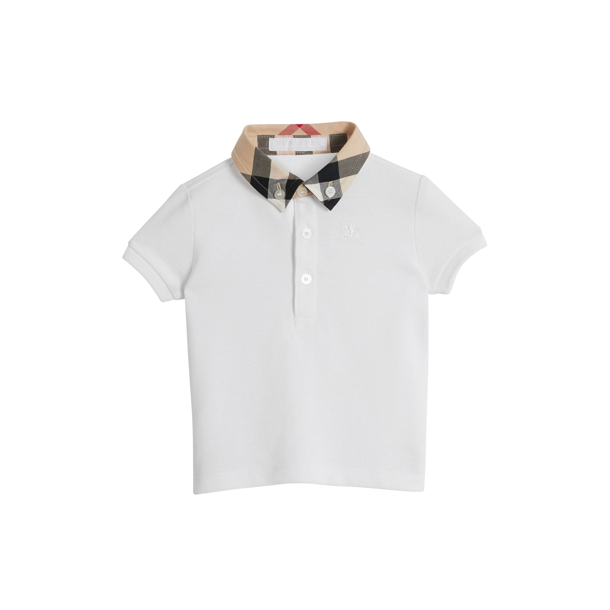 WHITE Polo en coton avec col à motif check