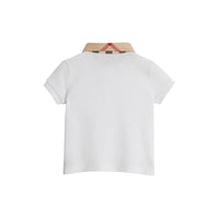WHITE Polo en coton avec col à motif check