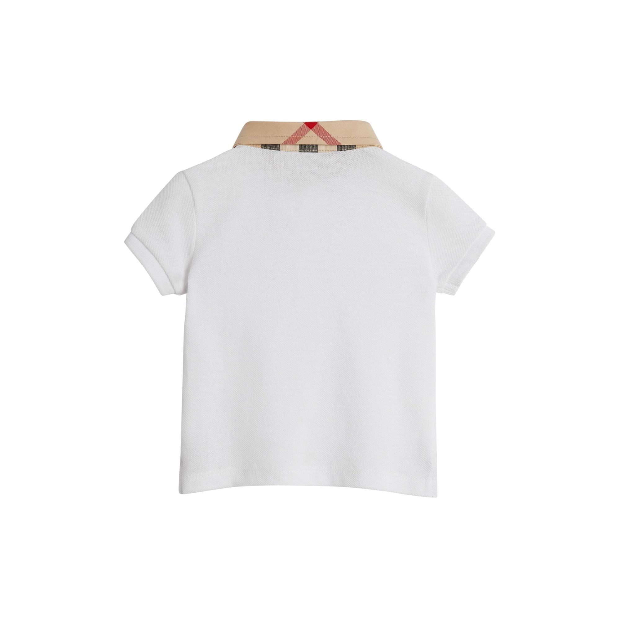 WHITE Polo en coton avec col à motif check