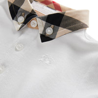 WHITE Polo en coton avec col à motif check
