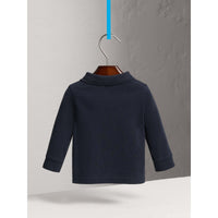 TRUE NAVY Polo à manches longues en coton avec éléments check
