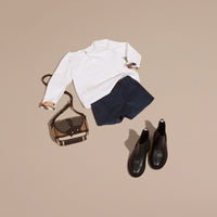 WHITE T-shirt à manches longues en coton avec motif check