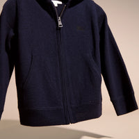 NAVY Haut en laine mérinos avec capuche et éléments à motif check