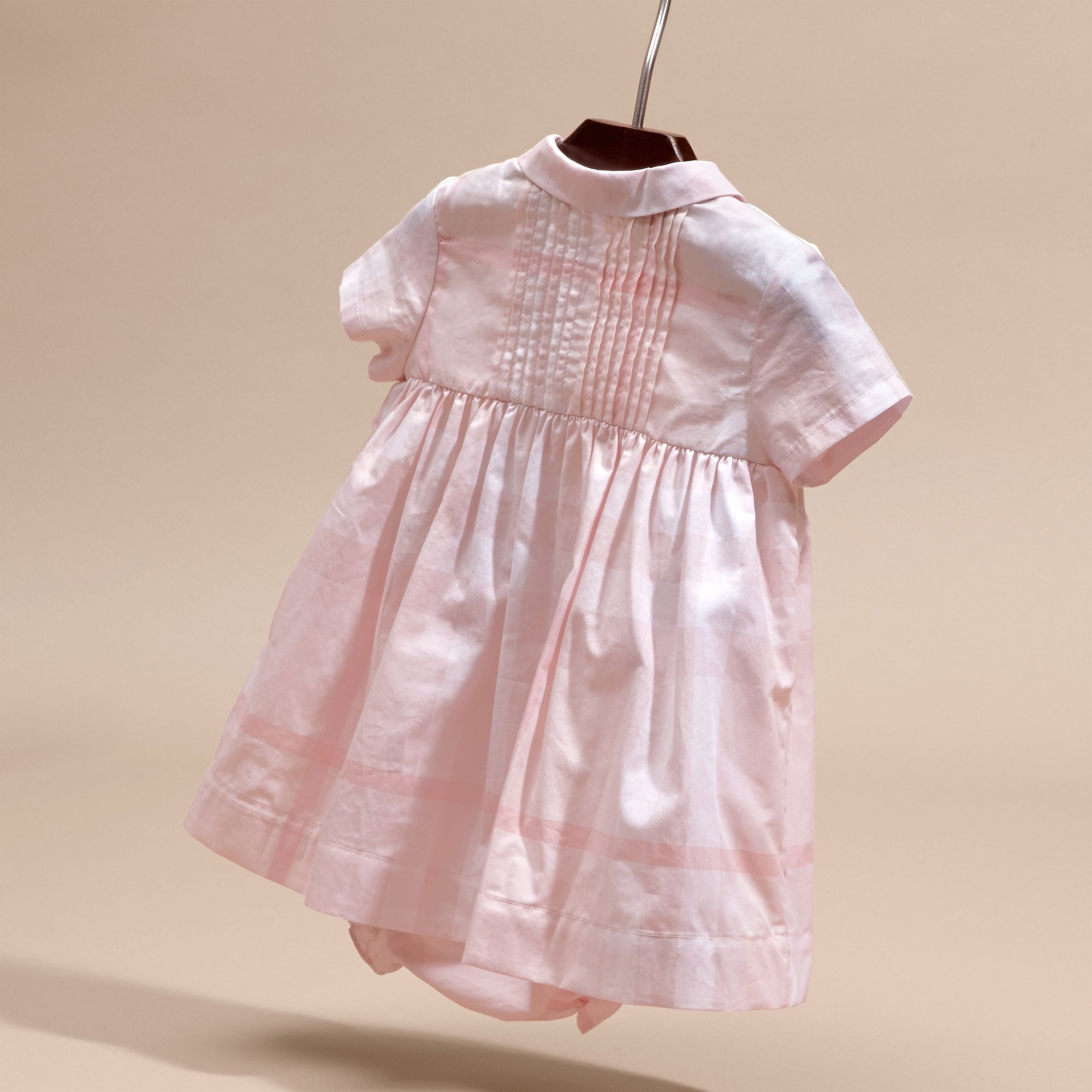ICE PINK Robe et bloomer à plis en coton à motif check