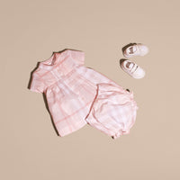ICE PINK Robe et bloomer à plis en coton à motif check