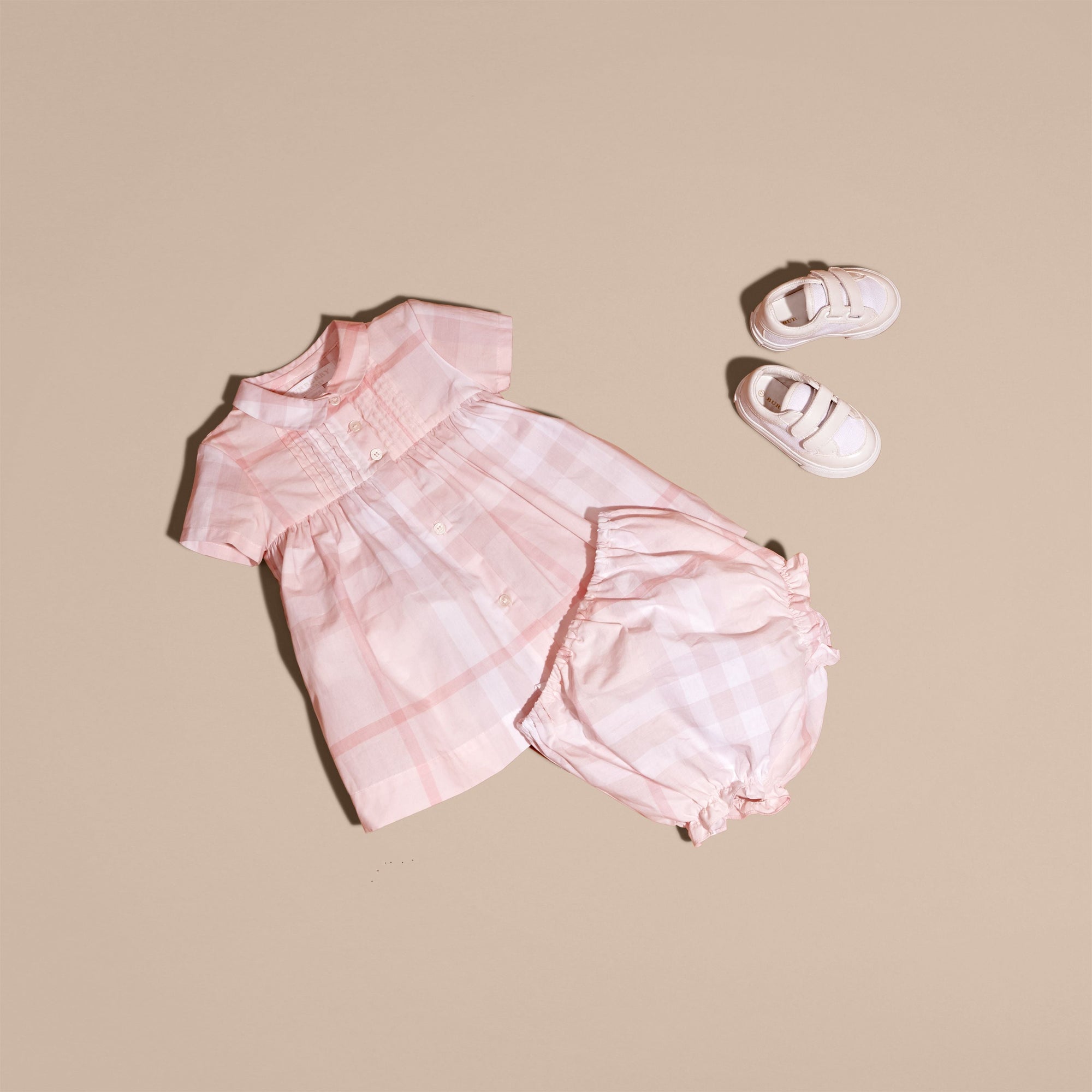 ICE PINK Robe et bloomer à plis en coton à motif check