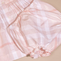 ICE PINK Robe et bloomer à plis en coton à motif check