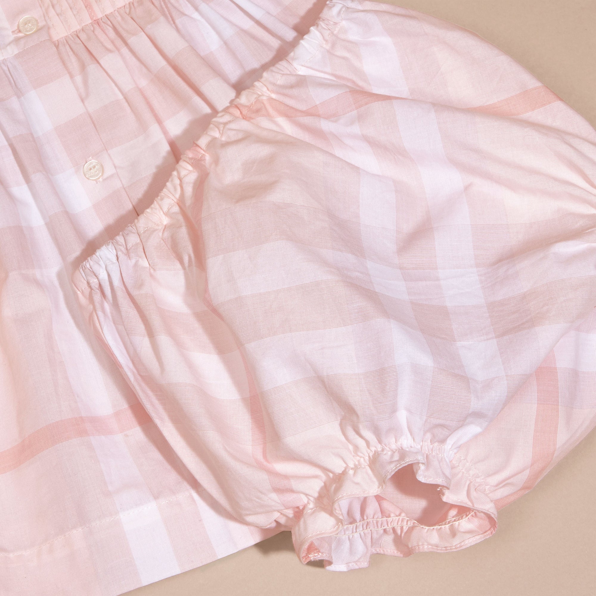 ICE PINK Robe et bloomer à plis en coton à motif check