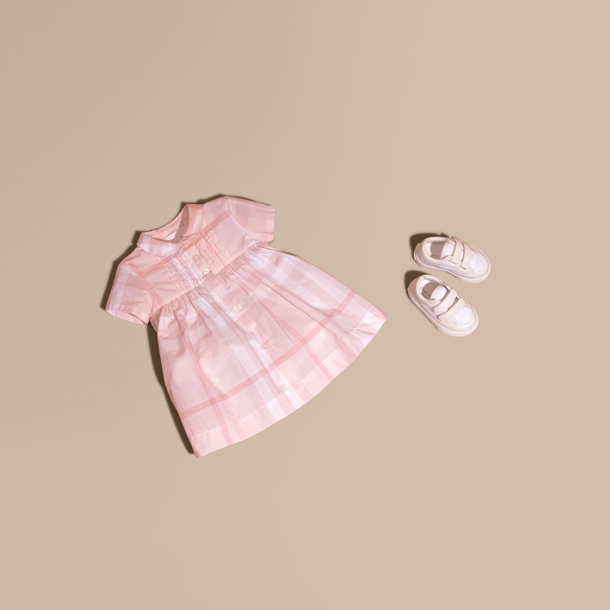 ICE PINK Robe et bloomer à plis en coton à motif check