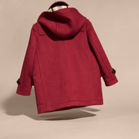 CLARET PINK Duffle-coat en laine à capuche doublée du motif check
