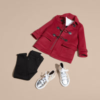 CLARET PINK Duffle-coat en laine à capuche doublée du motif check