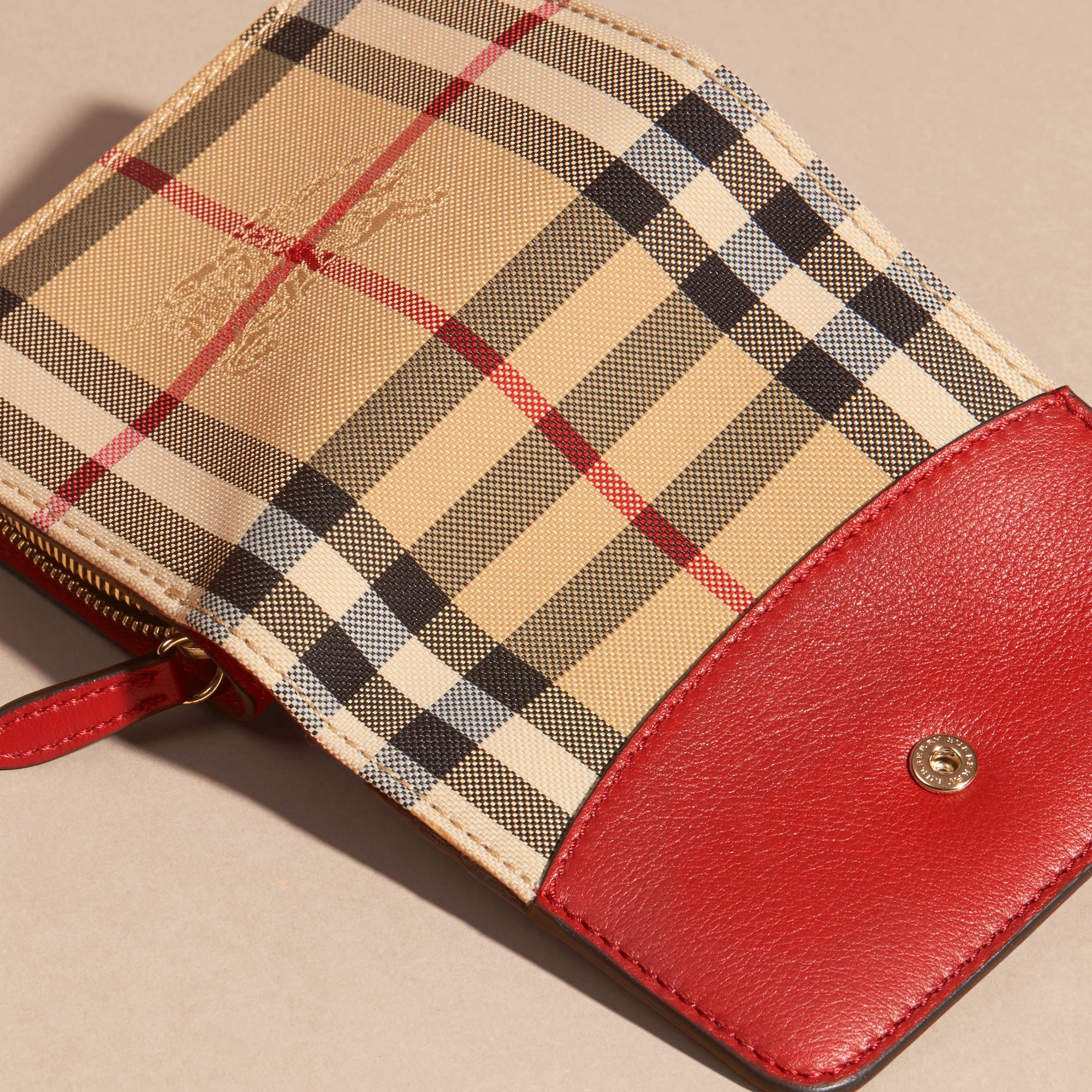 PARADE RED Portefeuille en tissu Horseferry check et cuir