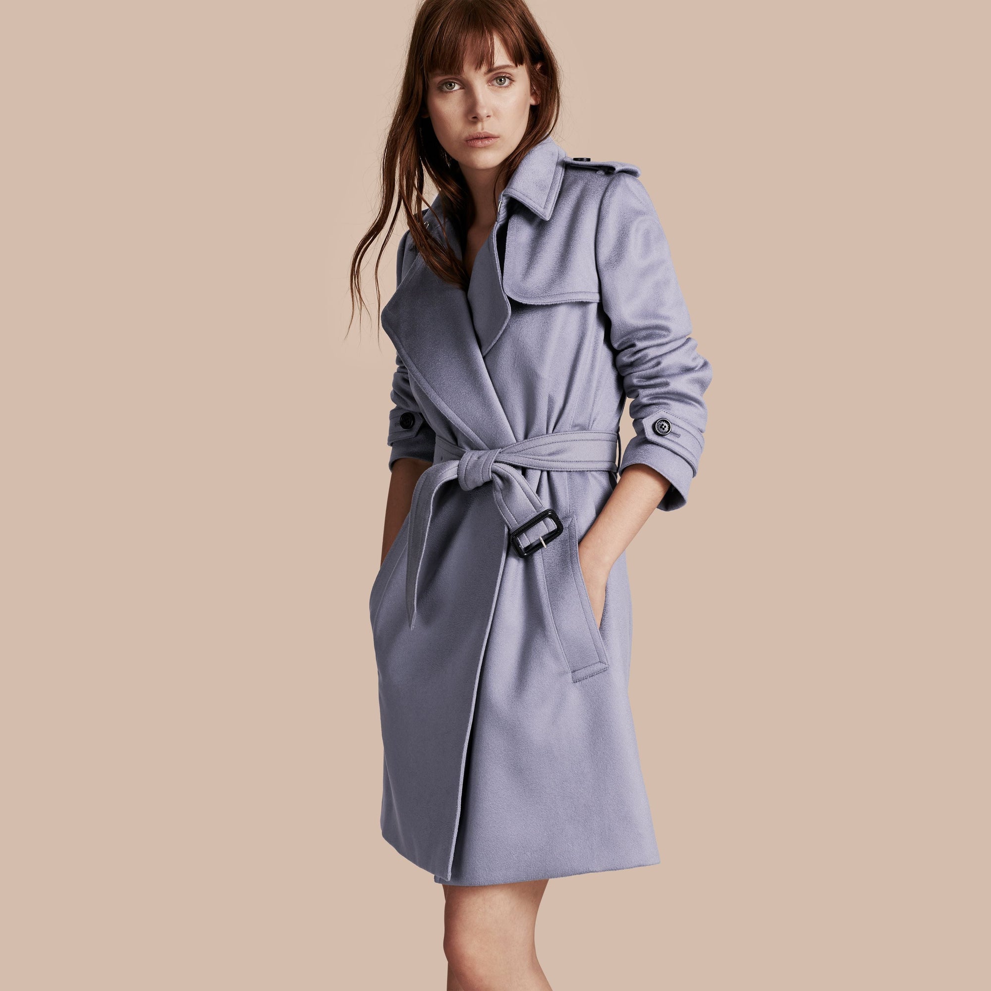 DUSTY BLUE Trench-coat portefeuille en cachemire