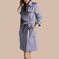 Trench-coat portefeuille en cachemire - Bleu cendré