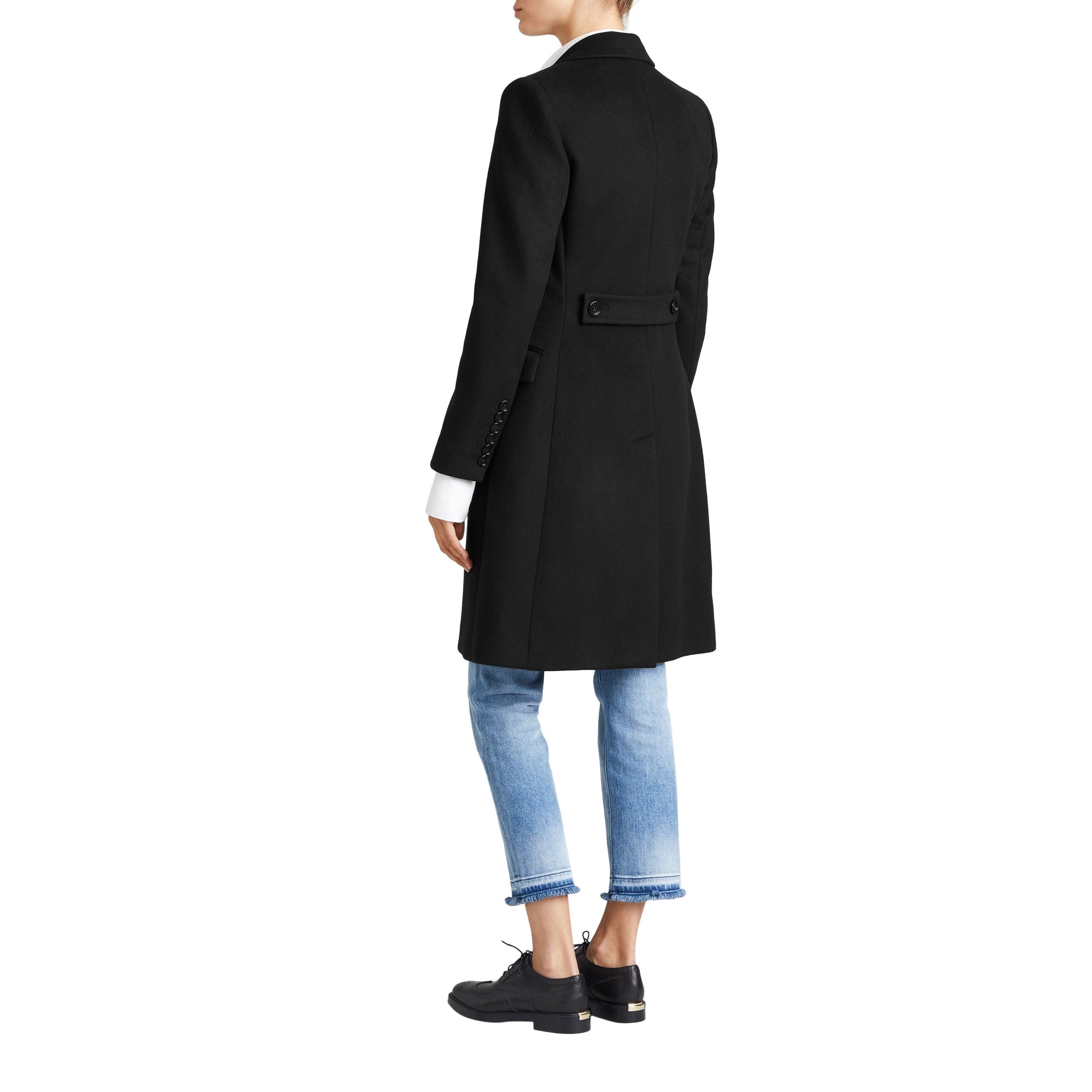 Manteau ajusté en laine et cachemire - Noir