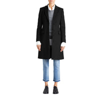 Manteau ajusté en laine et cachemire - Noir