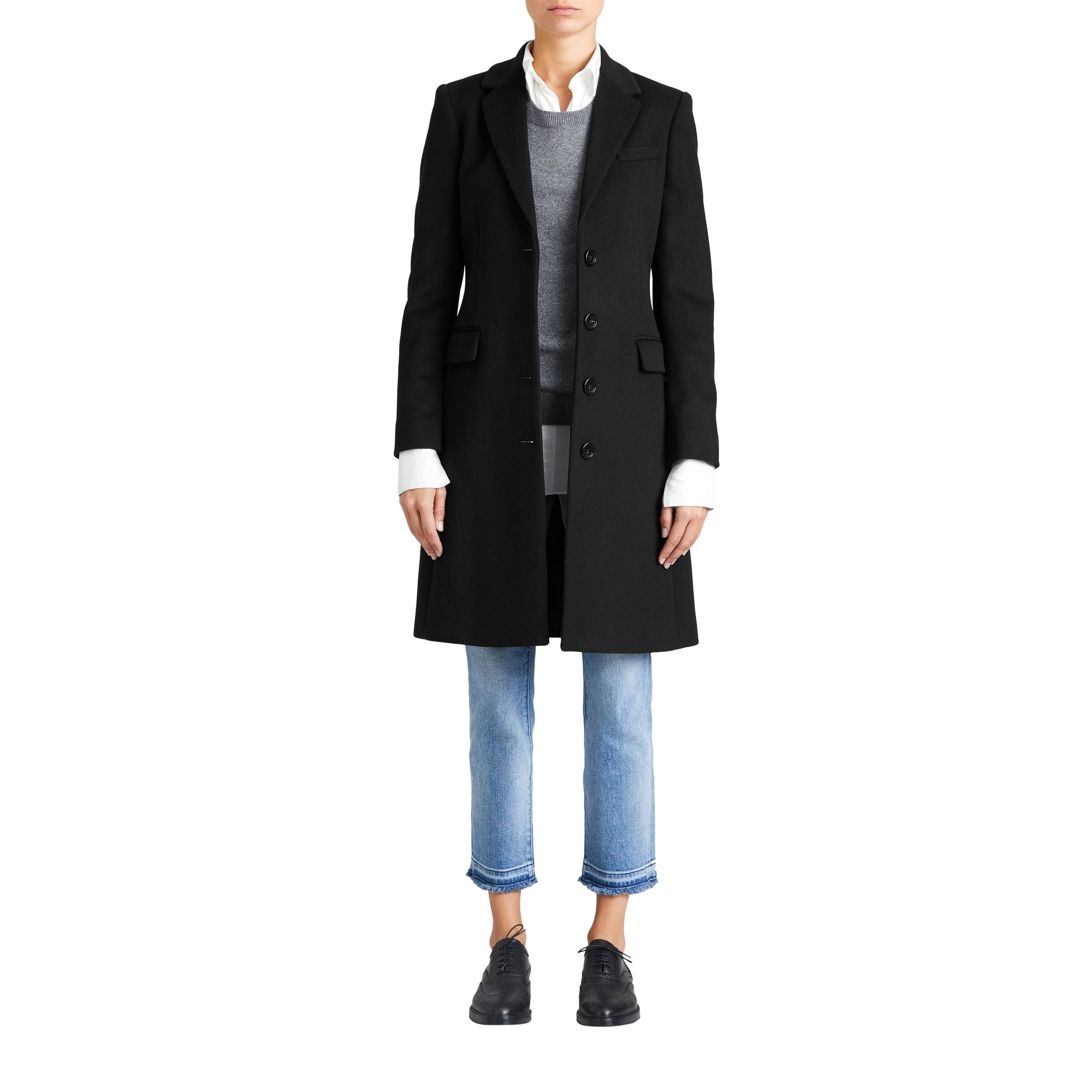 BLACK Manteau ajusté en laine et cachemire