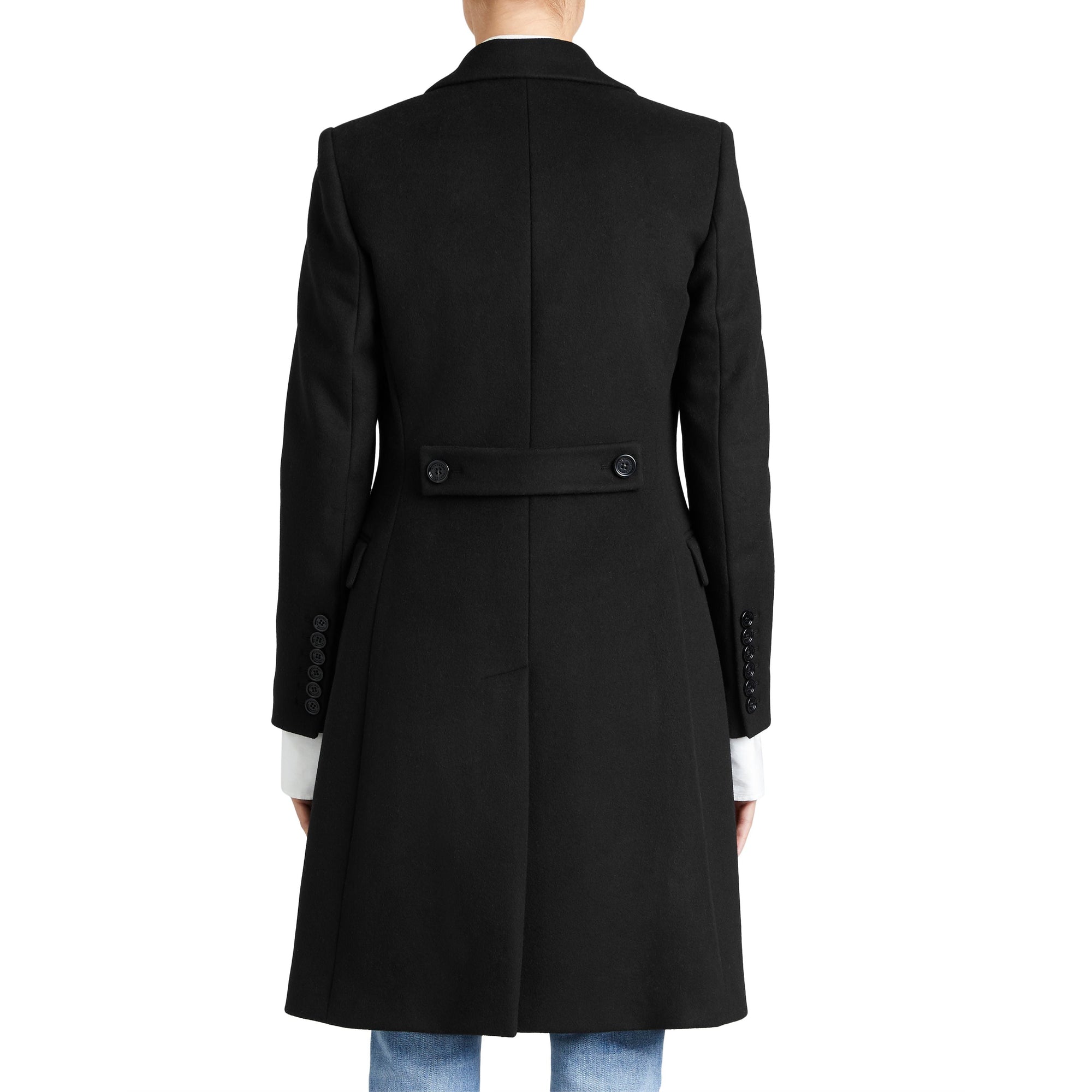 Manteau ajusté en laine et cachemire - Noir