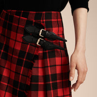 BRIGHT RED Jupe kilt en laine tartan