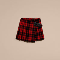 BRIGHT RED Jupe kilt en laine tartan