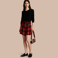 BRIGHT RED Jupe kilt en laine tartan