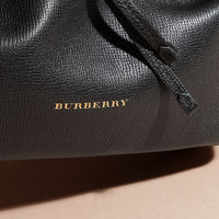 BLACK Sac à bandoulière en cuir grené et coton House check