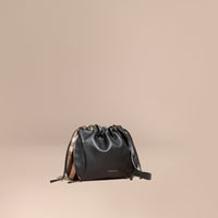 BLACK Sac à bandoulière en cuir grené et coton House check
