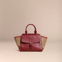 BURGUNDY RED Sac tote medium à motif Canvas check avec éléments en cuir