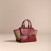 BURGUNDY RED Sac tote medium à motif Canvas check avec éléments en cuir