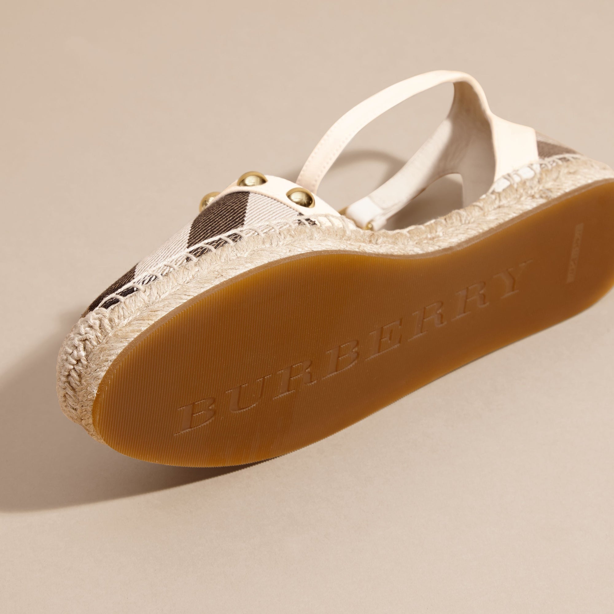 CREAM Sandales espadrilles en cuir clouté et coton House check