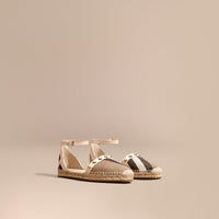 CREAM Sandales espadrilles en cuir clouté et coton House check