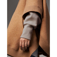 CAMEL Poncho à capuche en laine et cachemire mélangés