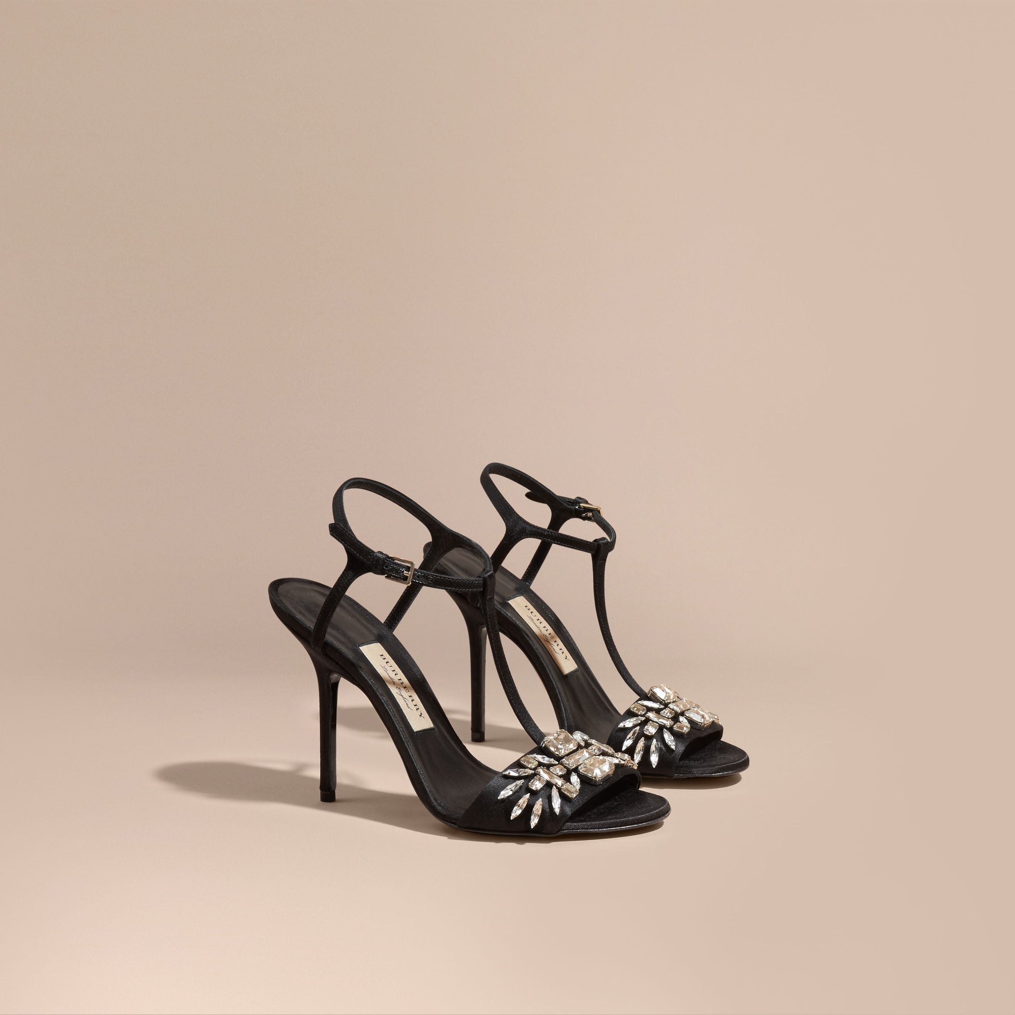BLACK Sandales en cuir ornées de pierres