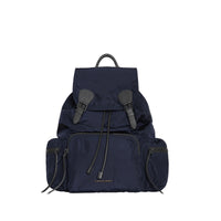 Grand sac the rucksack en nylon technique et cuir - Bleu encre