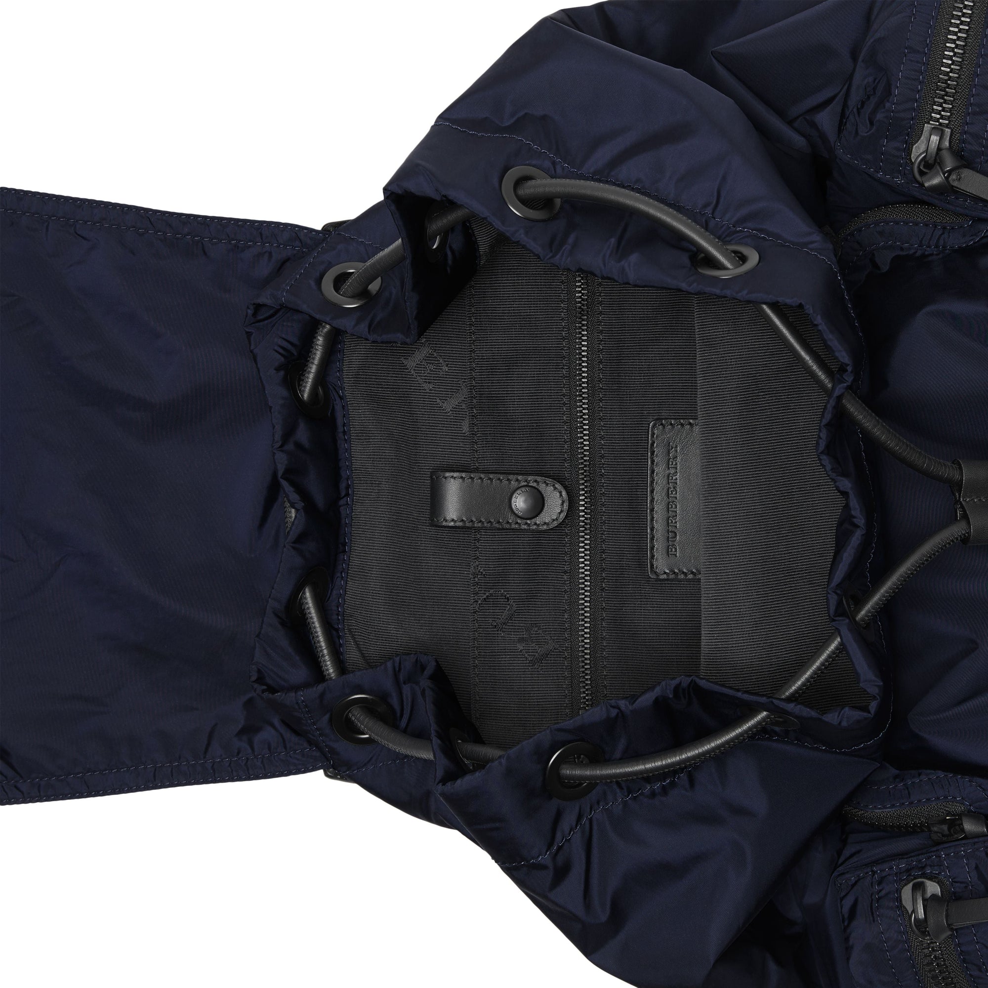 Grand sac the rucksack en nylon technique et cuir - Bleu encre