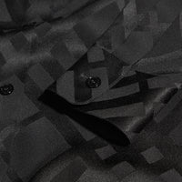 Chemise en soie à motif check ton sur ton - Noir