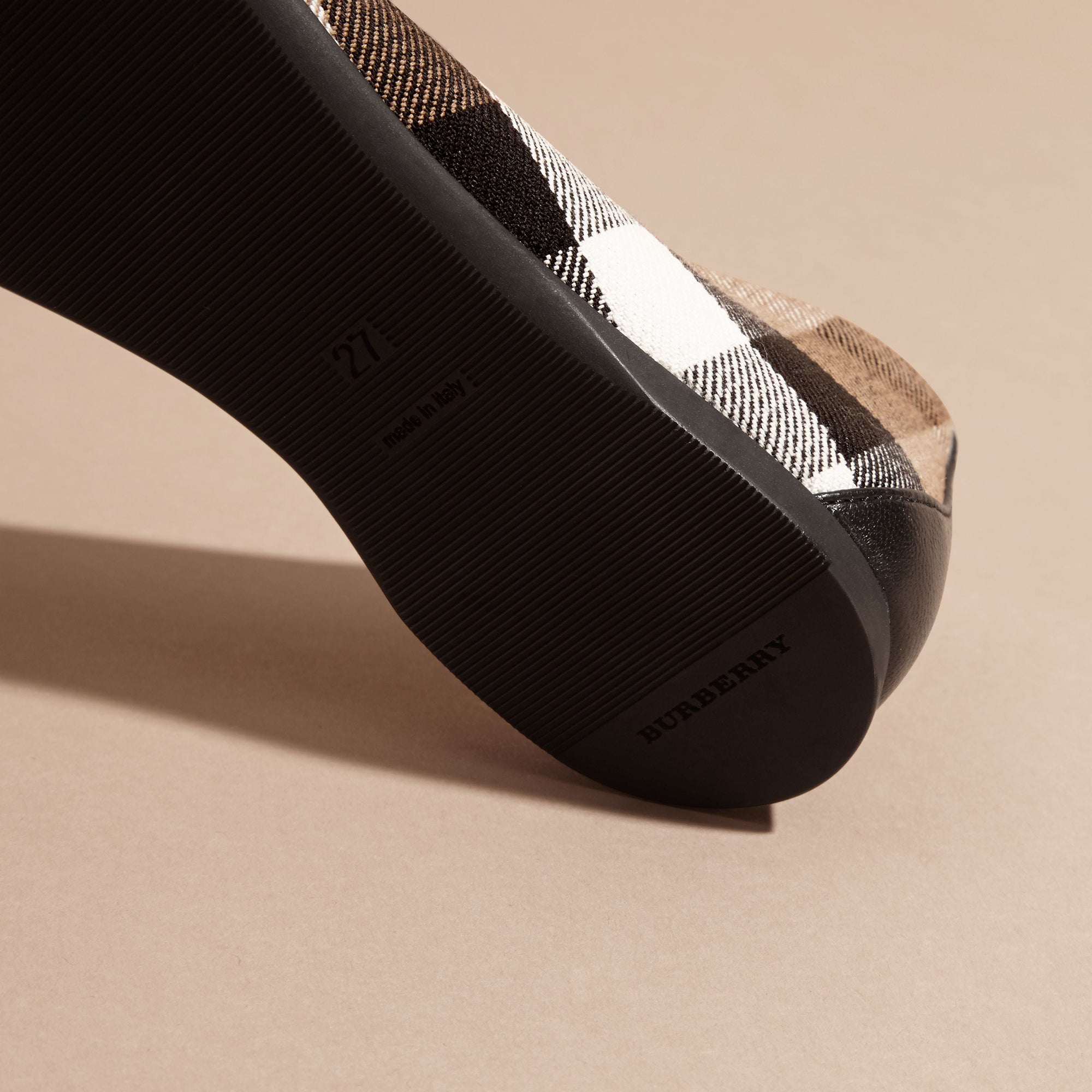 BLACK Ballerines en cuir et coton House check