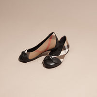 BLACK Ballerines en cuir et coton House check