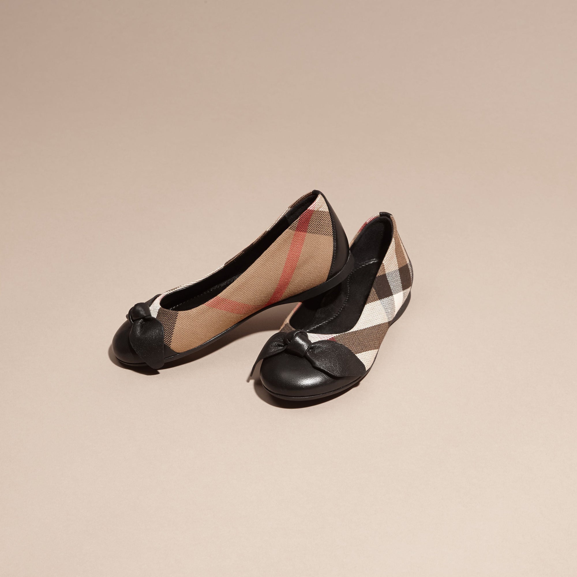BLACK Ballerines en cuir et coton House check