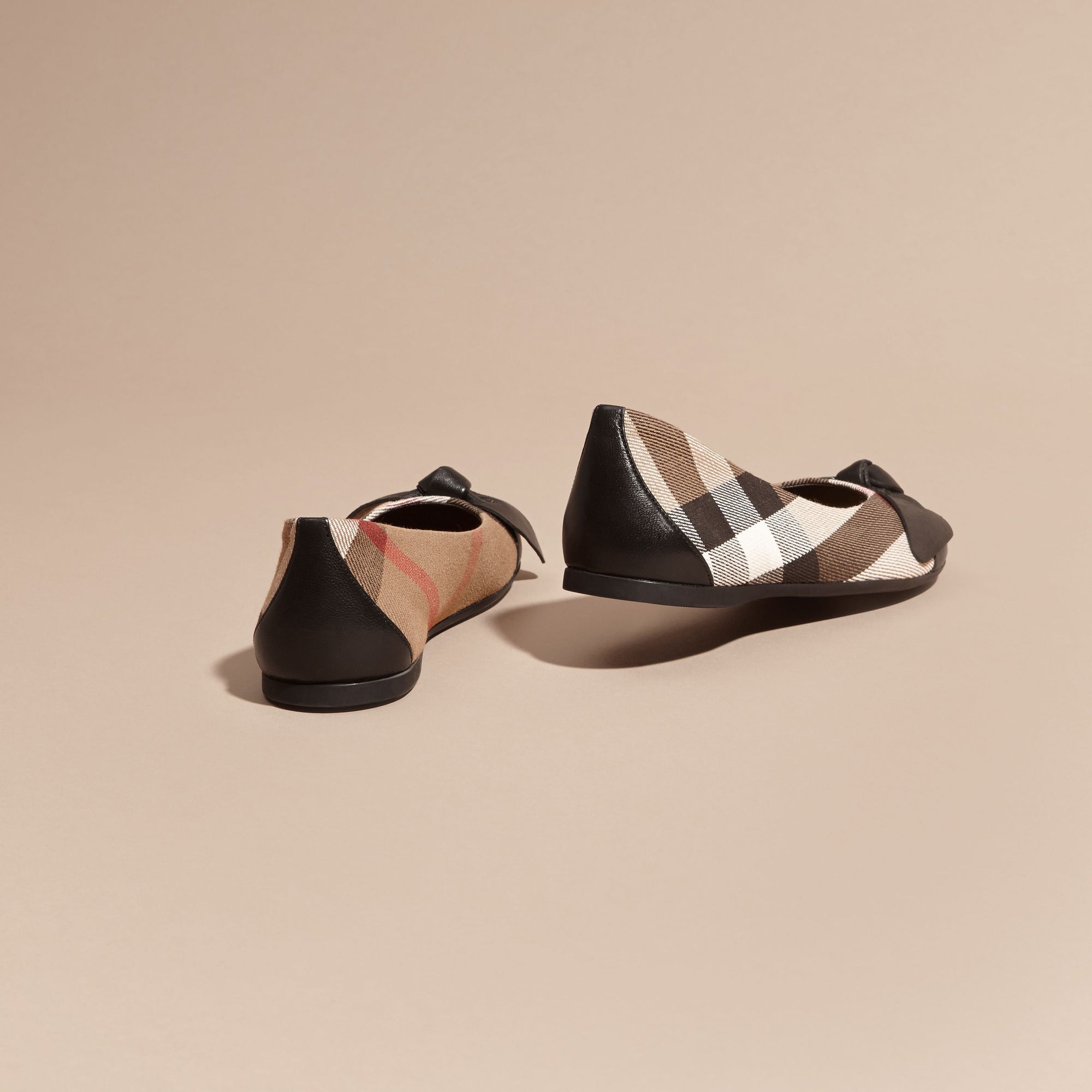 BLACK Ballerines en cuir et coton House check