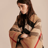 CAMEL Poncho en laine à motif check