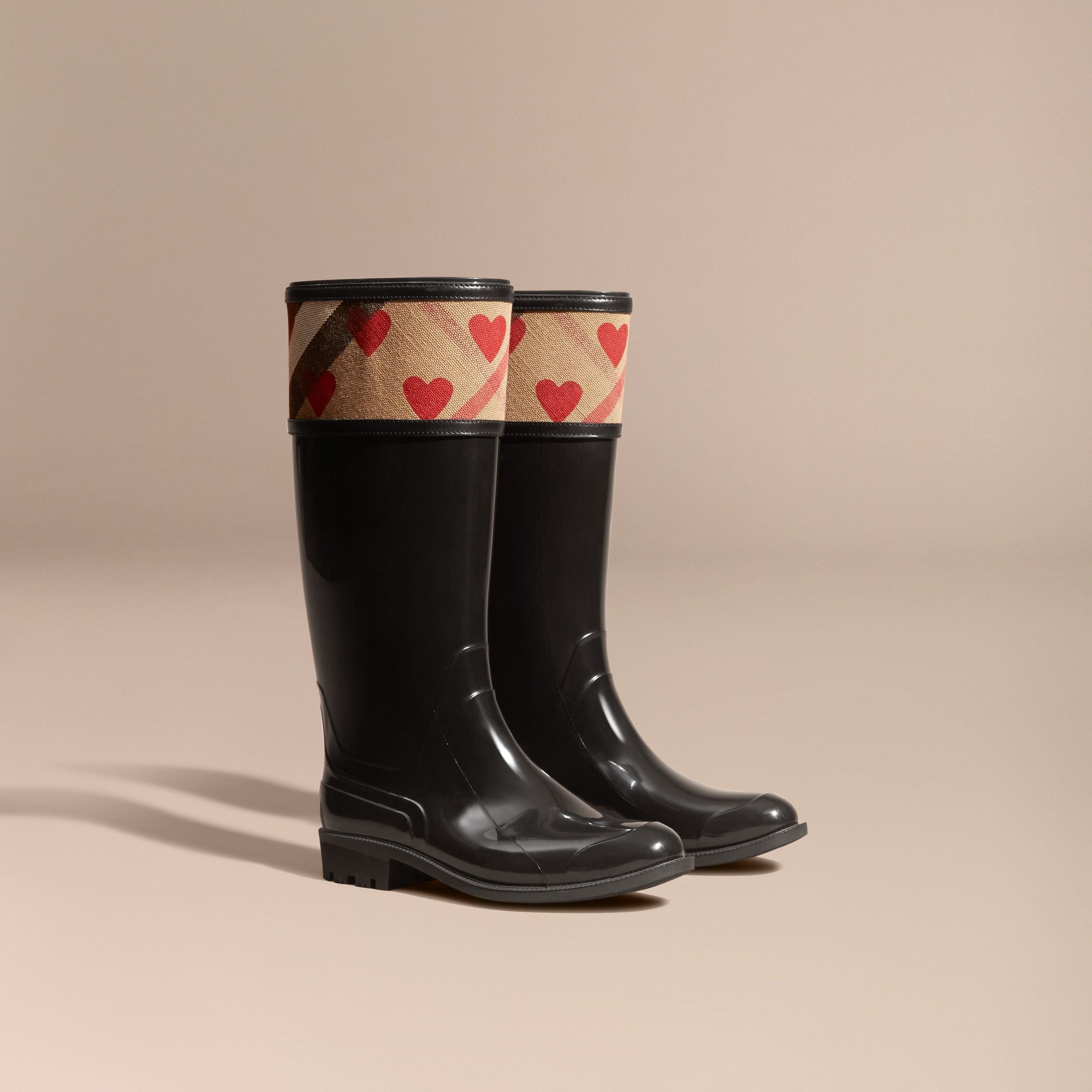 HC/PARADE RED Bottes de pluie à motif House check et à cœurs
