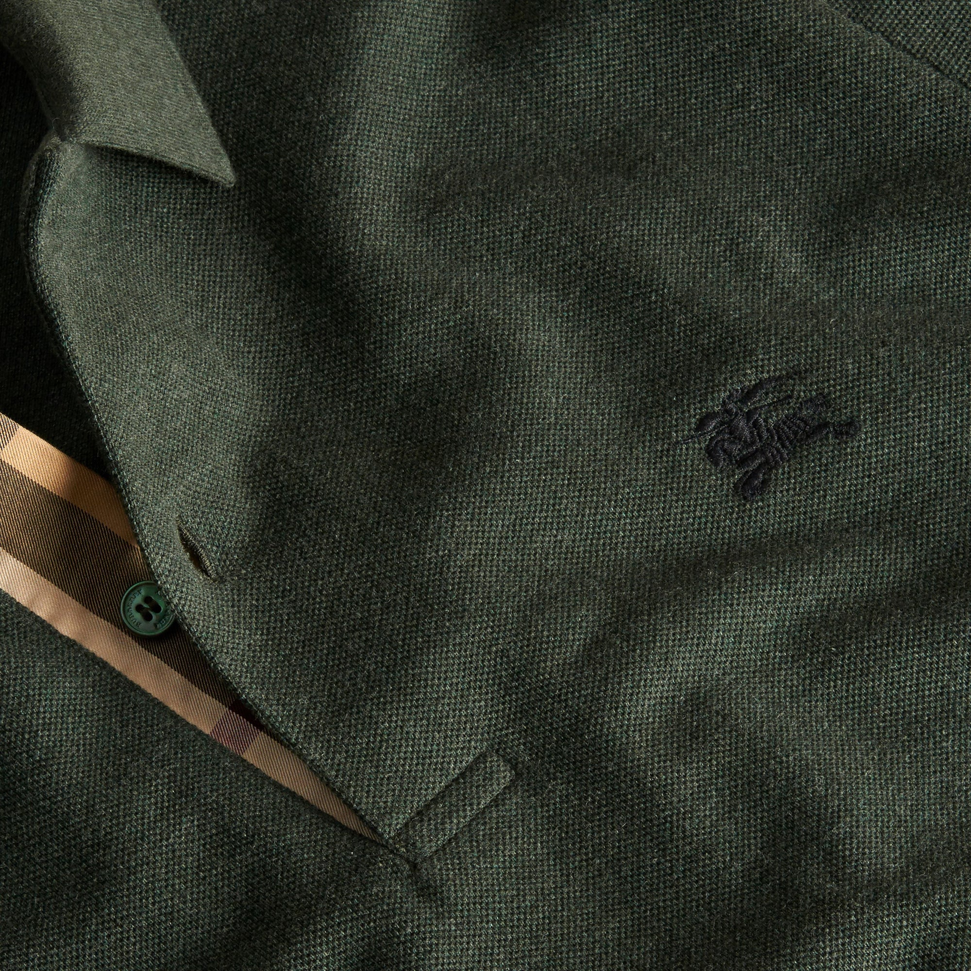 RACING GREEN MELANGE Polo en piqué de coton avec patte à motif check