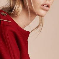 Manteau sans col en laine et cachemire techniques - Rouge parade