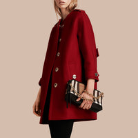 Manteau sans col en laine et cachemire techniques - Rouge parade