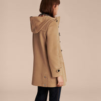 NEW CAMEL Duffle-coat en laine avec doublure à motif check et à cœurs