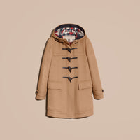 NEW CAMEL Duffle-coat en laine avec doublure à motif check et à cœurs